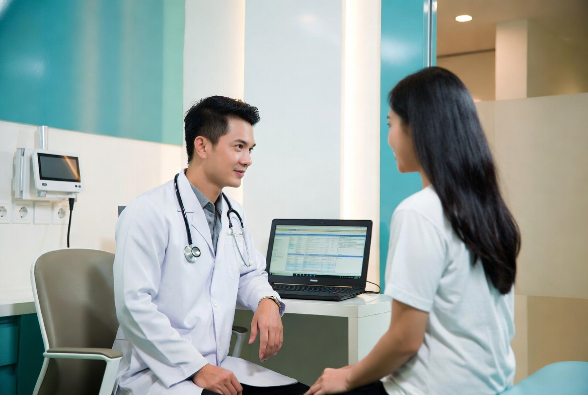 Doctor consulting patient with EMR